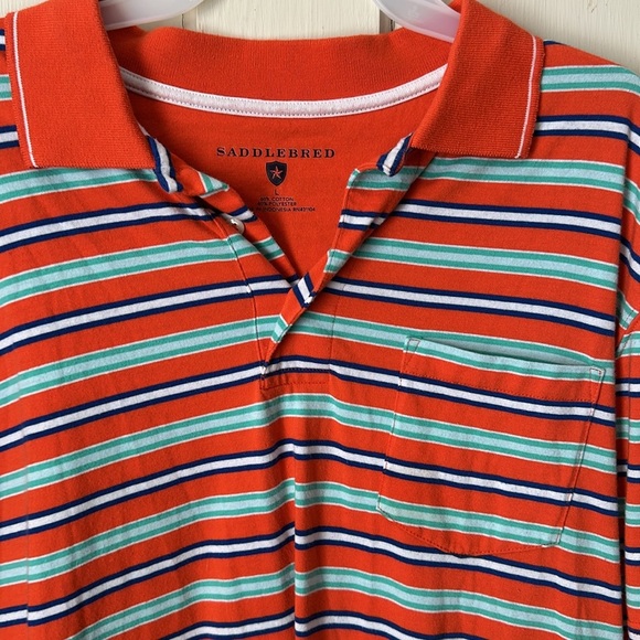 Saddlebred Orange stripped polo size large - Picture 2 of 3